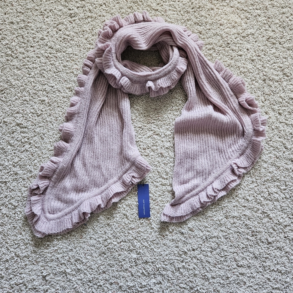 Rebecca Minkoff Pale Pink Ruffle Muffler Ruffled Long Scarf